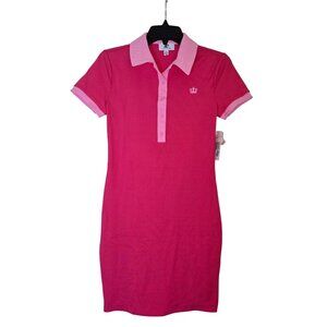 Juicy Couture Pink Ribbed Polo Collar Dress XS With Crown Logo & Tags